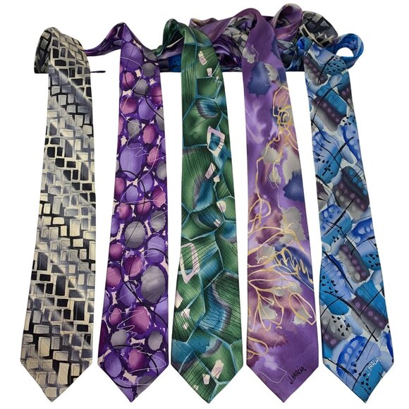 J. Garcia Silk Ties Lot Of 5 Watercolor Collection Artist Proof No.9 & Banyan Tr